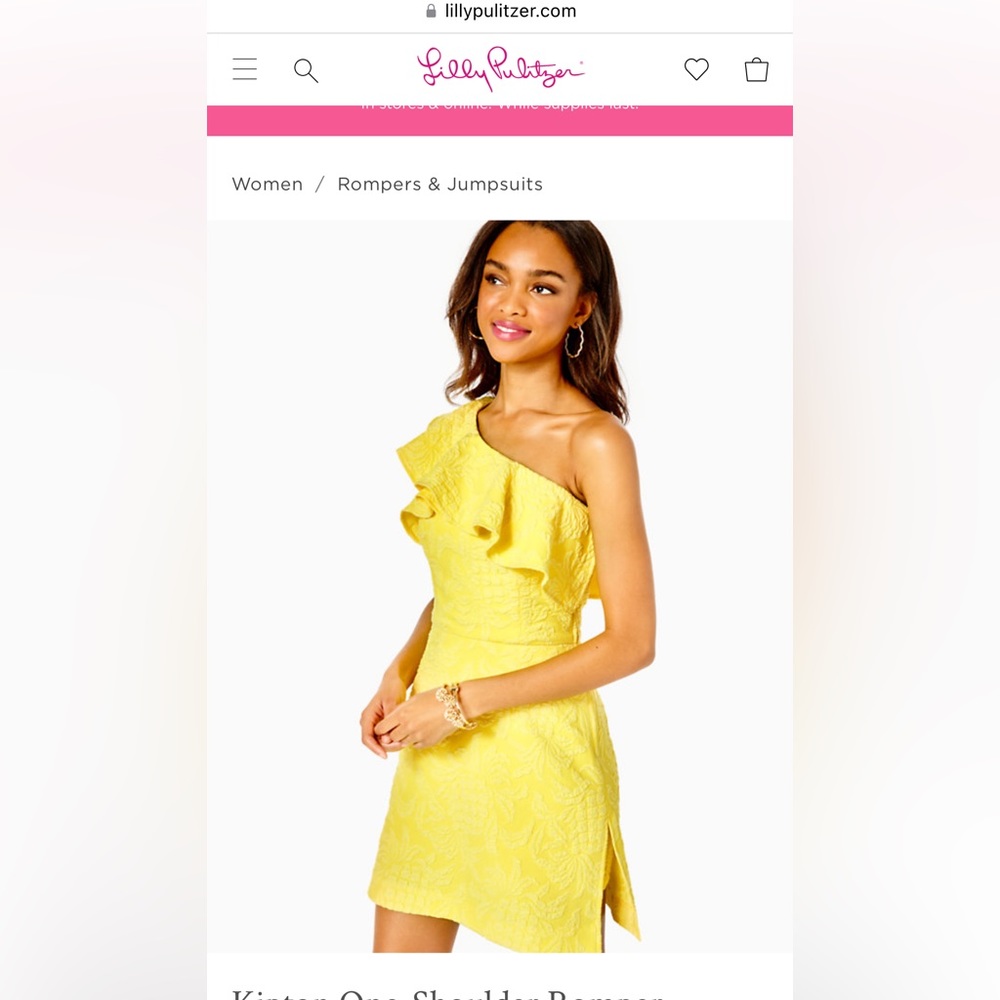 Lilly Pulitzer Kipton Romper. Size 14. Yellow